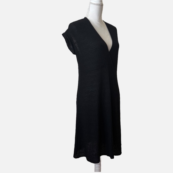Eileen Fisher Wool Midi Dress Textured Knit Wrap V-Neck Small - Picture 1 of 12